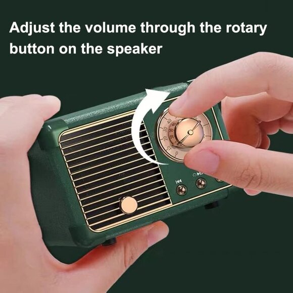 Retro Bluetooth Speaker, Portable Wireless Speaker with Crystal Clear Stereo Sou - Picture 6 of 9